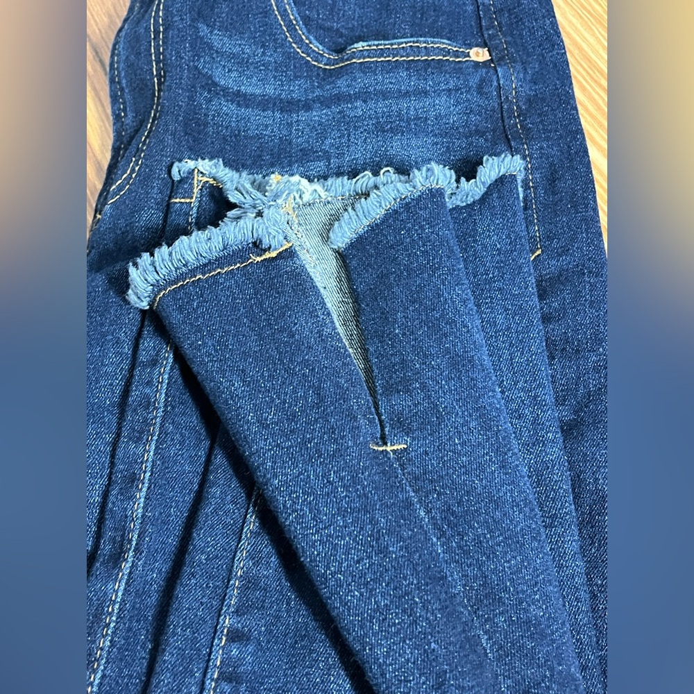Dear John Stella Straight Leg Jeans Split Hem Dark Wash Size 29 High Rise